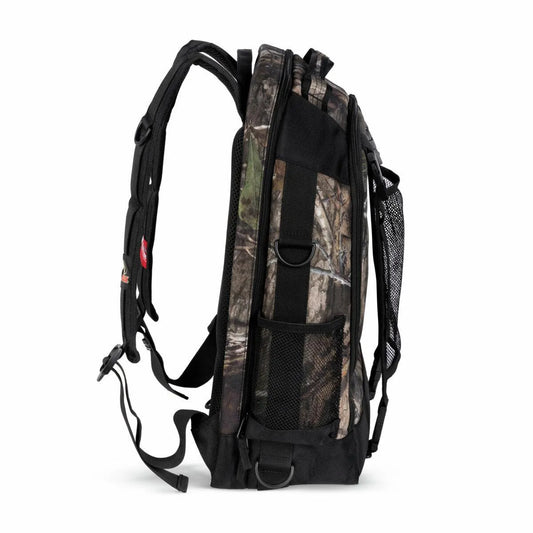 Lincoln Mossy Oak Country DNA Welders All-In-One Backpack K5273-1 for PPE or welding helmet, camo design, side view, WeldingMart.
