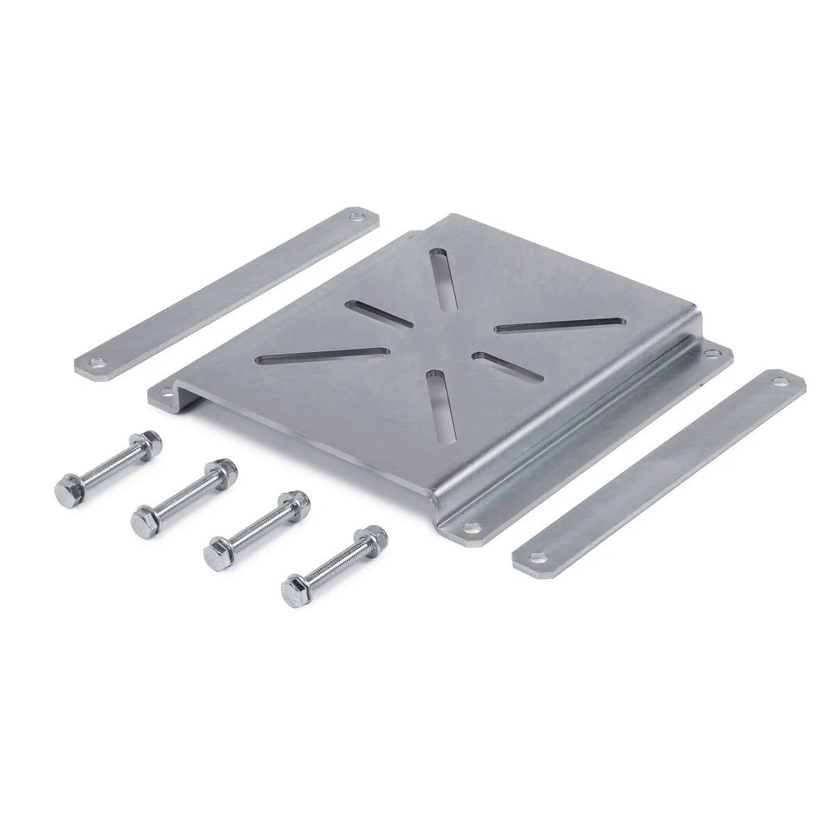 Lincoln K2752-8 Mounting Kit for Bench Vise—welding accessory with metal bracket, strips, bolts, nuts, washers.