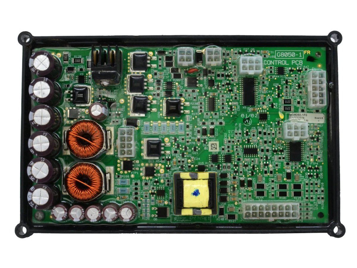 Lincoln SAE-300 MP OEM Control PC Board G8050-1 for welders, showing capacitors, coils, connectors, and microchips.
