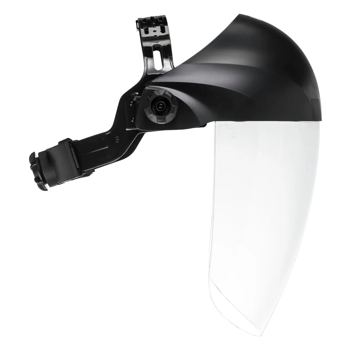 Lincoln OMNIShield Clear Face Shield K3752-1 for welding, with dual coating, adjustable headband, ANSI Z87.1 impact protection.