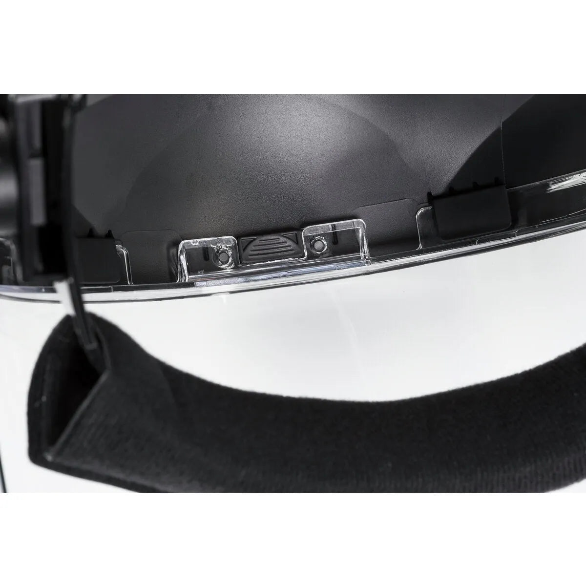 Lincoln OMNIShield Clear Face Shield K3750-1 for welding; black/white helmet, clear lens, chin strap, padded for protection.