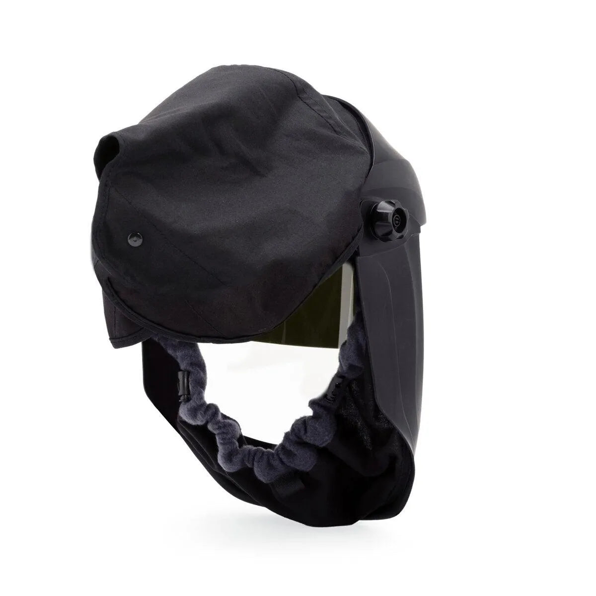 Lincoln OMNIShield XCF PAPR with Belt Mount K5324-1, fabric hood, elastic neck band—premium welding respiratory protection gear.