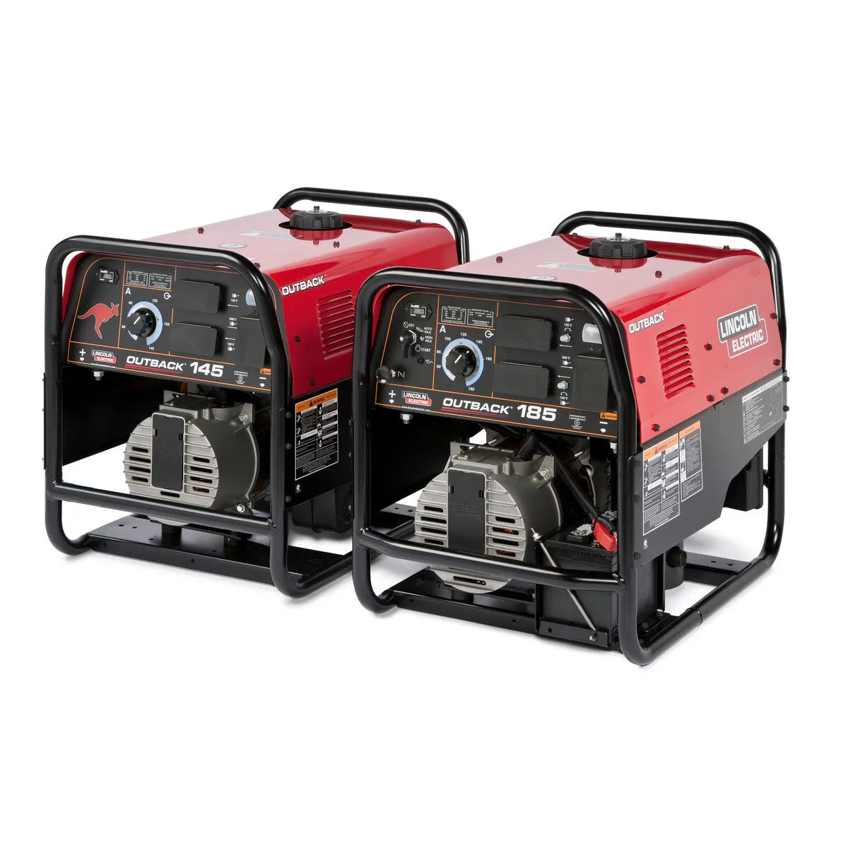 Lincoln Outback 145 Engine Driven Welder Kohler K2707-2, portable red black welding generator with control panel and steel frame.