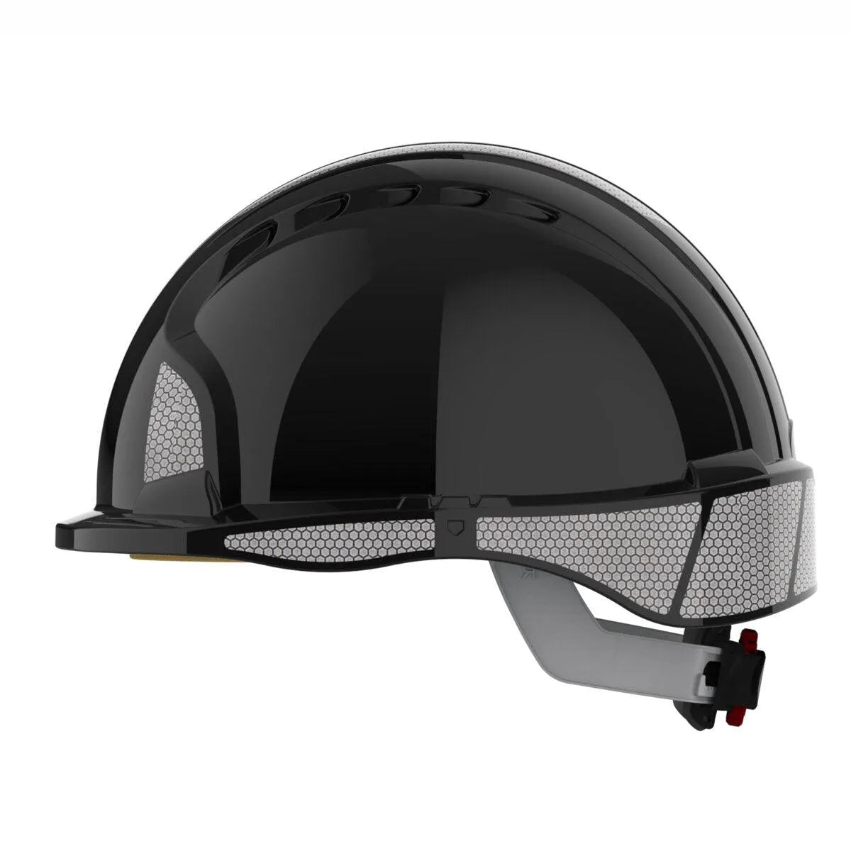 Lincoln PAPR FGS Hard Hat Replacement KP4977-1, black with reflective hex design, chin strap, welding safety gear by WeldingMart.