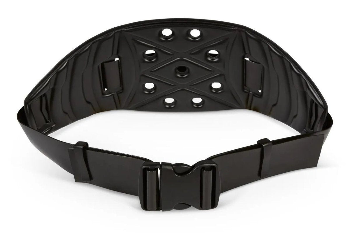 Lincoln PAPR HE Adjustable Terylene Belt KP4889-1 for welders with vented black design, textured inner surface, secure buckle.
