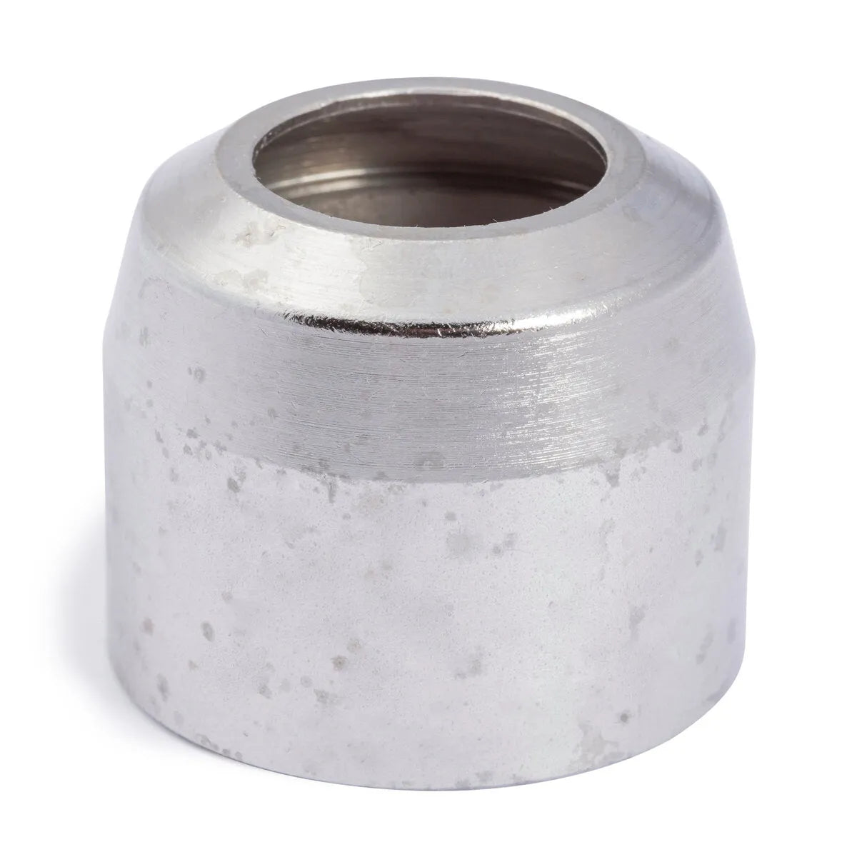 A close-up of the Lincoln PCT-125 Gouging Attachment (KP2047-1), showing its silver, machined cylindrical form with a chamfered edge and threaded opening, set on a plain white background. Available only while supplies last—discontinued product.