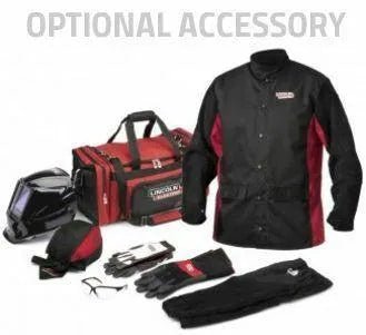 Lincoln Electric welding helmet, gloves, jacket, bag, cap, sleeves, and glasses—accessories for Power MIG 180C Welder K2473-2.