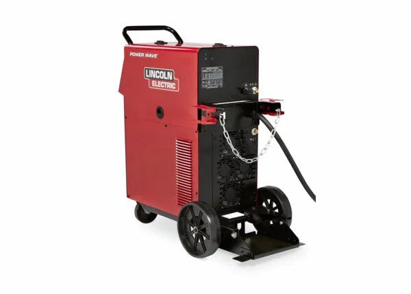 Lincoln Power Wave 300C Advanced Process Welder, red/black wheeled welding equipment, factory demo, pro-grade, WeldingMart.