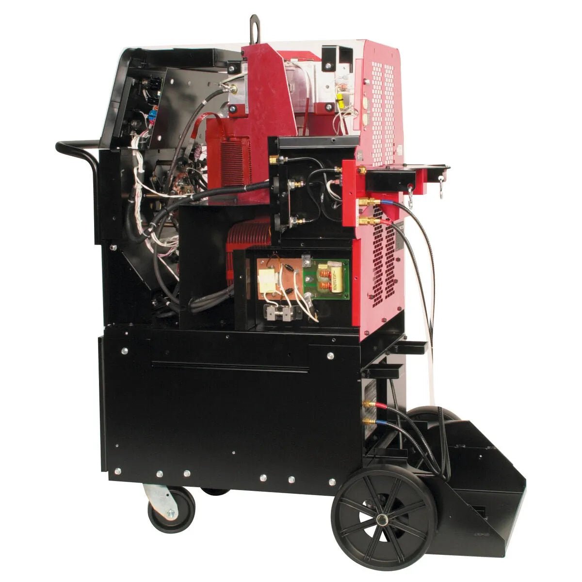 Lincoln Precision TIG 275 Welder (K2619-1) side view with panels, wheels, internal parts, and multi-voltage input at WeldingMart.