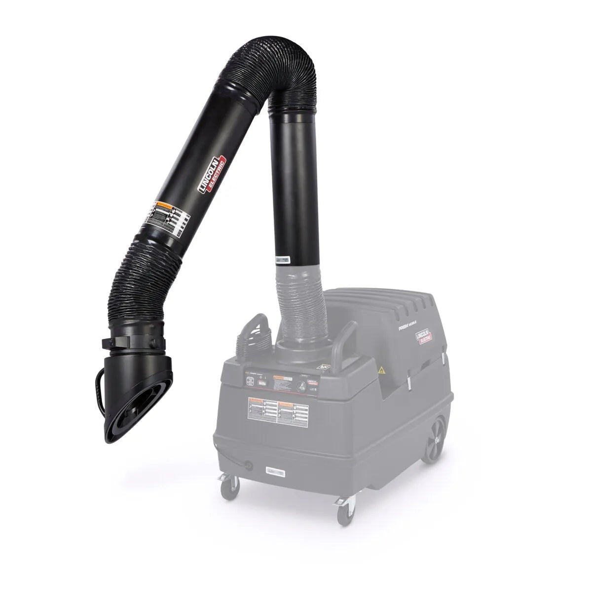 Lincoln Prism Mobile 10 Ft. Welding Fume Extraction Arm K2633-5 with wheels, flexible reach, and industrial filtration system.