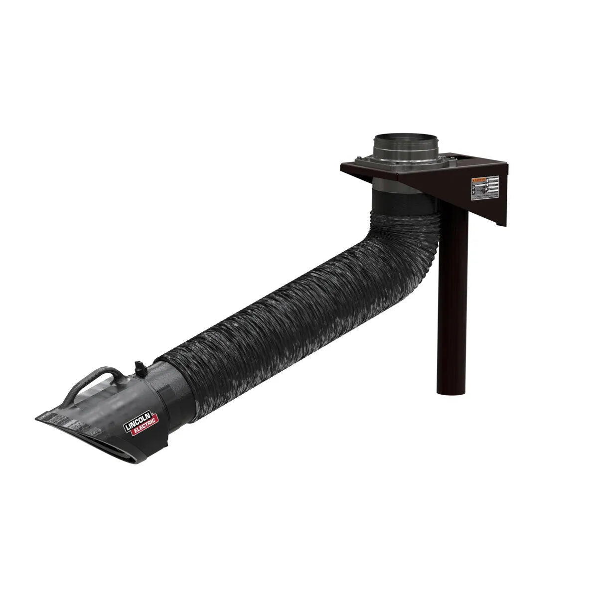 Lincoln Prism K1655-15 Telescopic 4-6 ft. fume arm with wall mount, black hose, nozzle for welding fume and exhaust extraction.