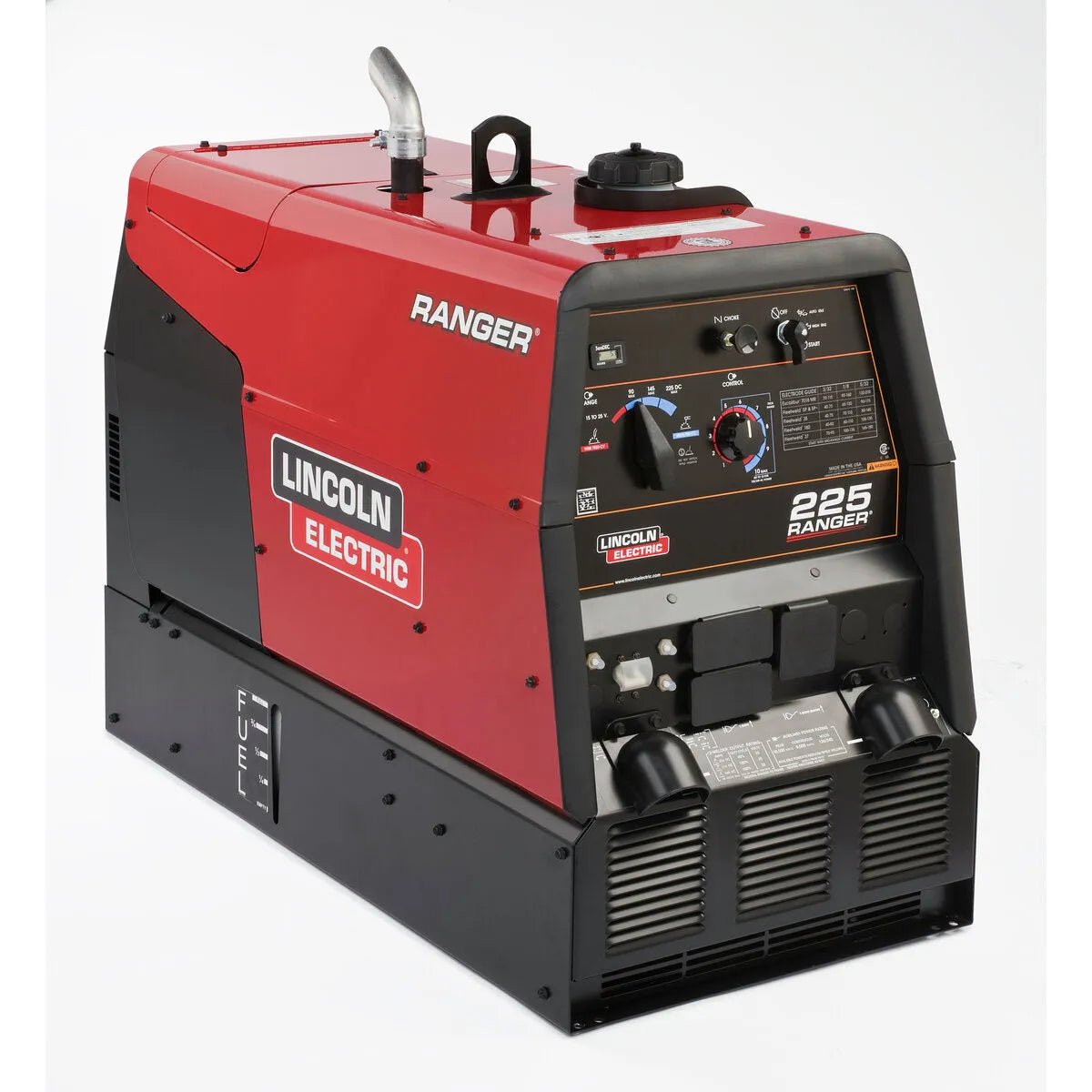 Lincoln Ranger 225 Engine Driven Welder K2857-1, red/black, with control panel and grilles, top welding equipment by WeldingMart.