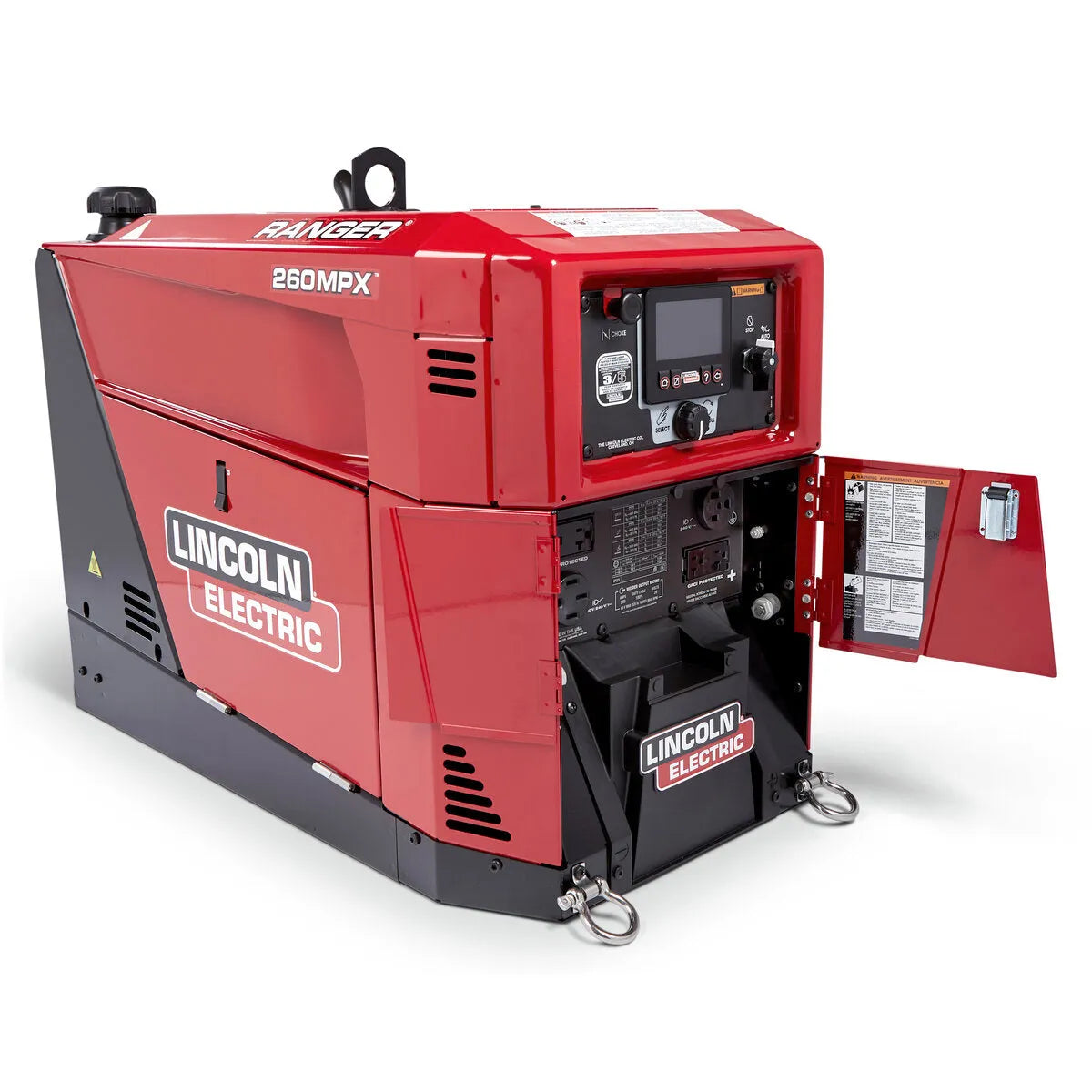 Lincoln Ranger 260MPX Engine Driven Welder Kohler K3458-1 features control panel and side compartment for WeldingMart pros.
