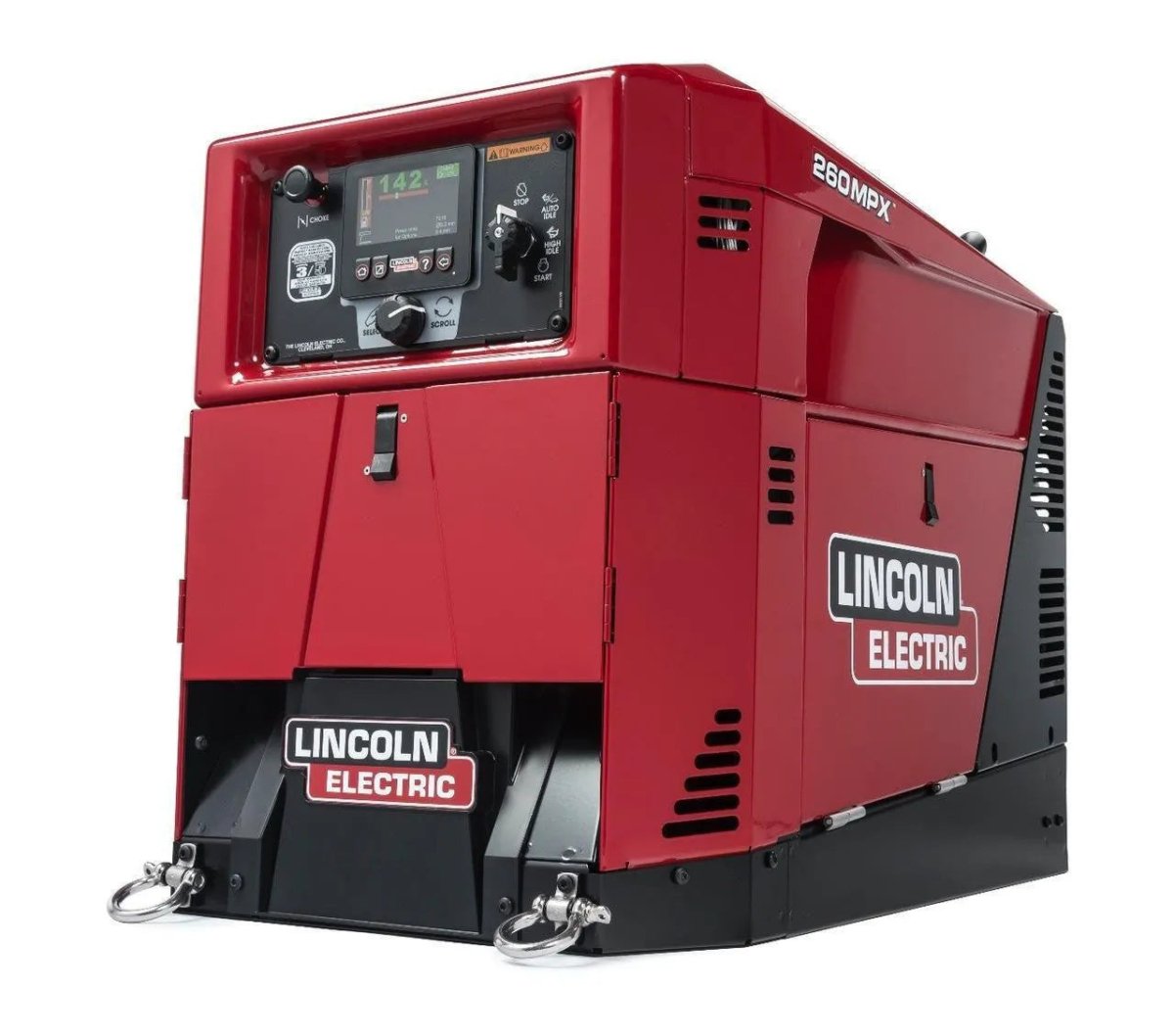 Lincoln Ranger 260MPX Engine Driven Welder U3458-1, low hours, red/black, pro welding equipment at WeldingMart, white background.