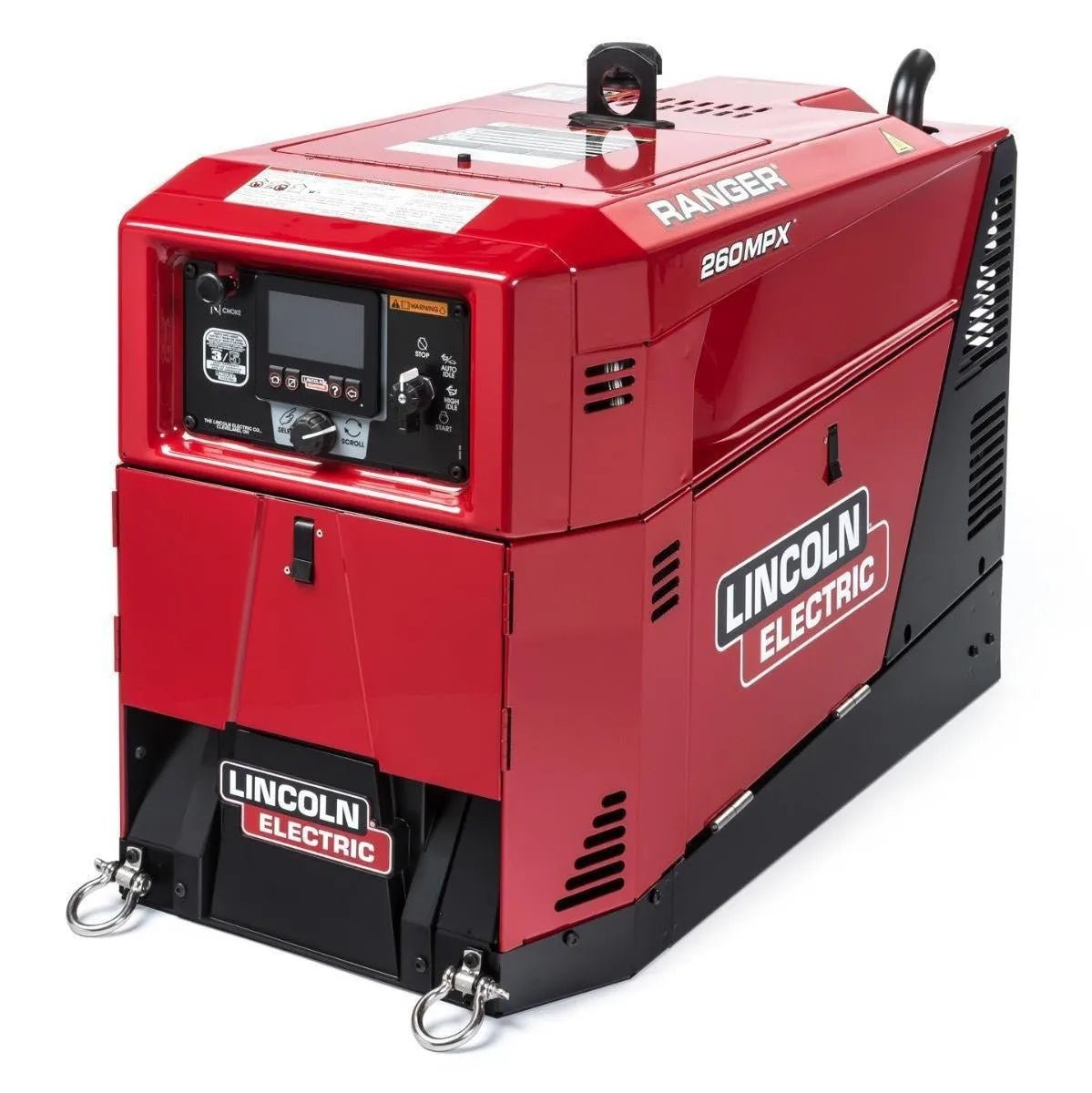Lincoln Ranger 260MPX welder generator U3458-1, low-hour factory demo with branded panel, for industrial welding and jobsite use.