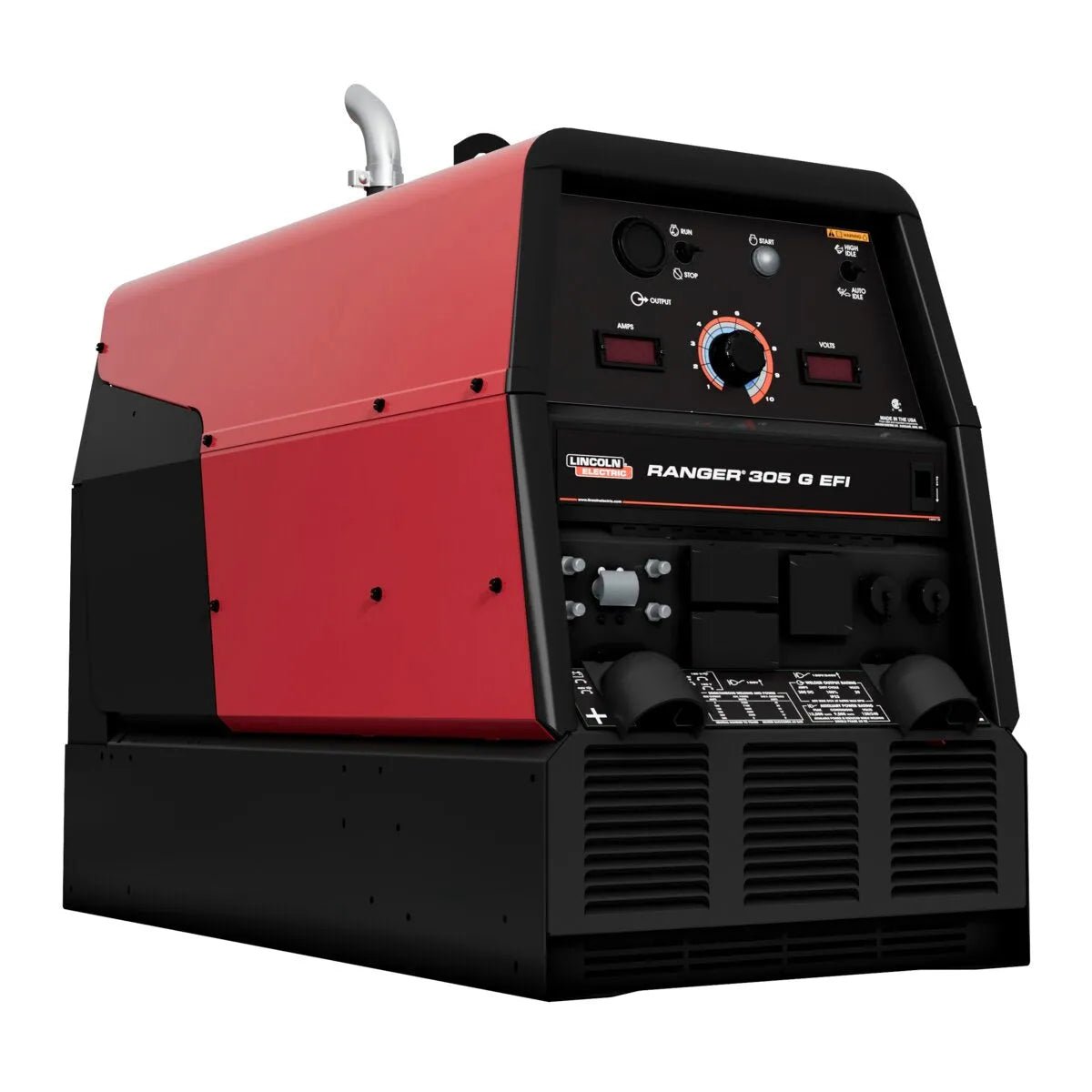 Lincoln Ranger 305 G EFI Welder Kohler K3928-1, red/black, with EFI, control knobs and ports—pro welding equipment at WeldingMart.