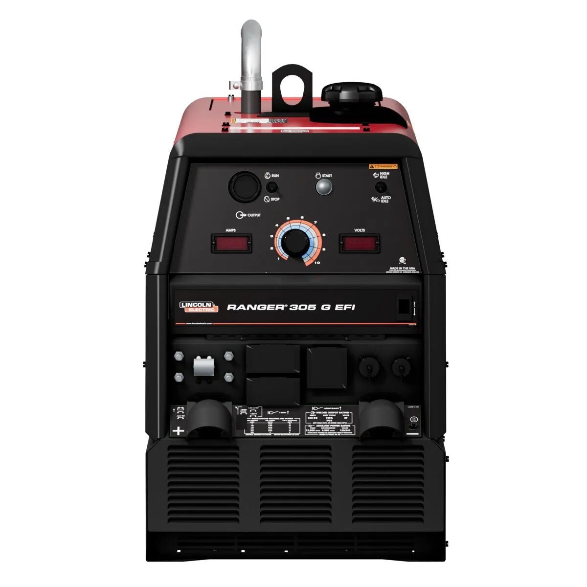 Lincoln Ranger 305 G EFI Engine Driven Welder K3928-1, control panel with knobs, outlets, Lincoln Electric branding, WeldingMart.