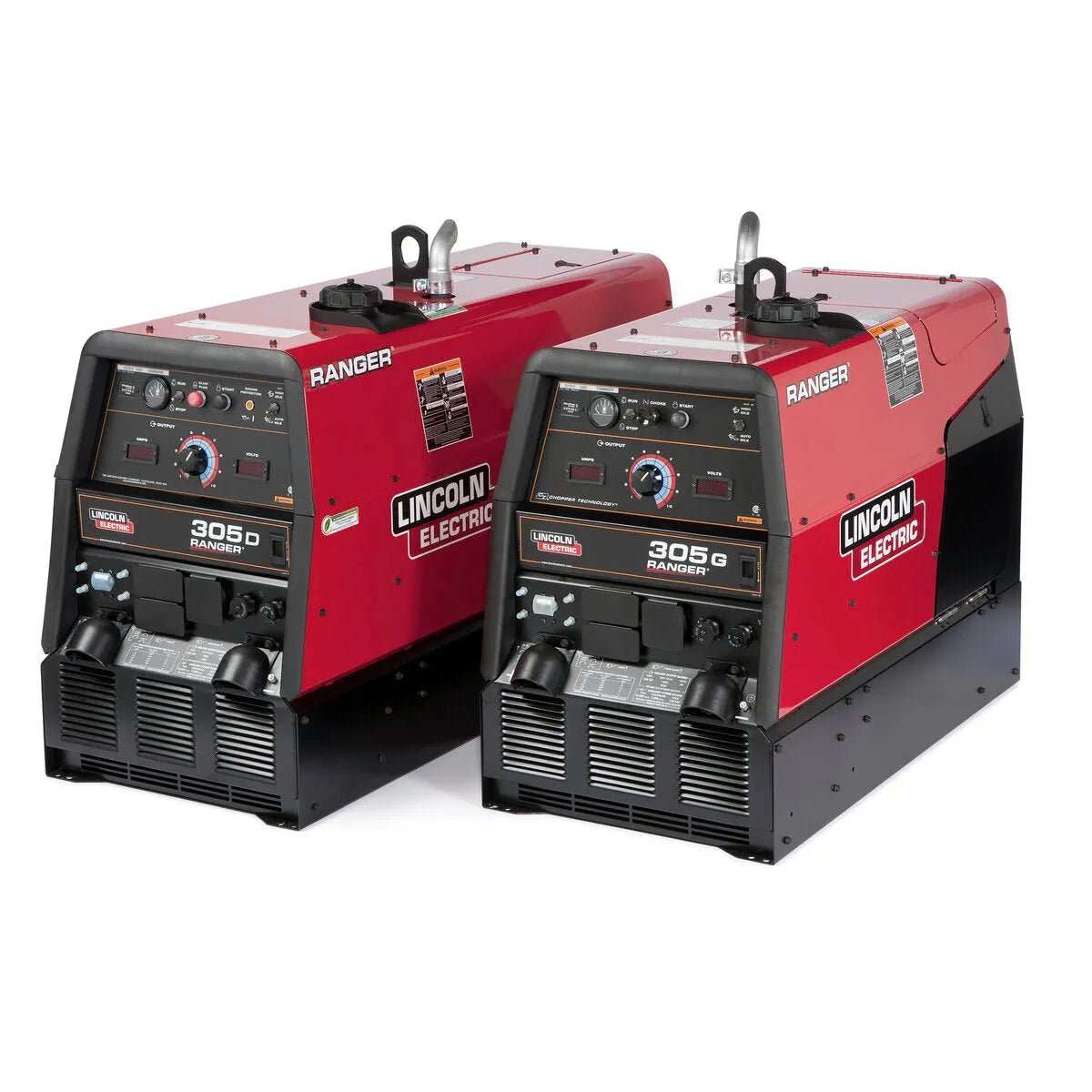 Lincoln Ranger 305 G Engine Driven Welders (Kohler K1726-5) side by side, WeldingMart welding equipment, control panels shown.