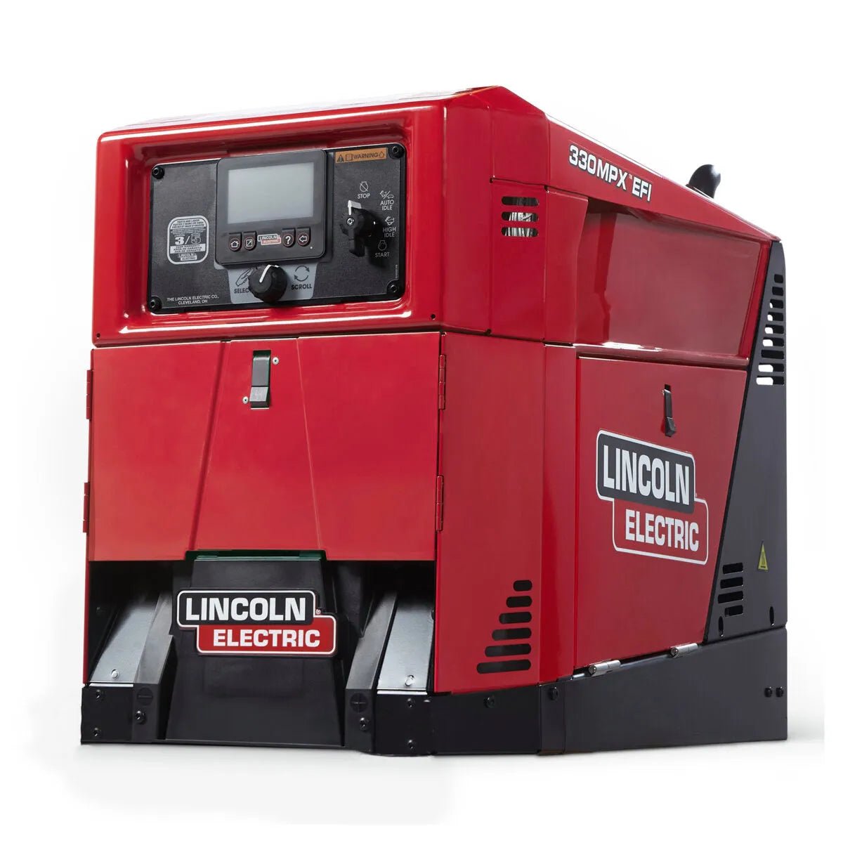 Lincoln Ranger 330MPX EFI Engine Welder Kohler K4779-1, red, digital controls, Lincoln Electric logo – WeldingMart welding equipment.