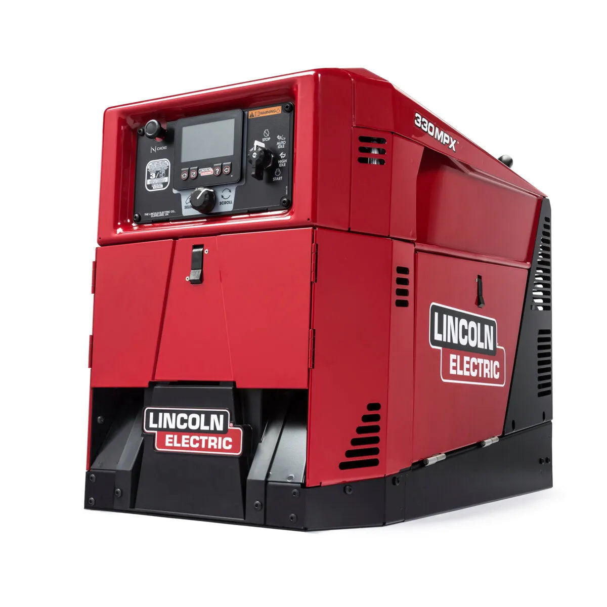 Lincoln Ranger 330MPX Engine Driven Welder Kohler K3459-1 in red with control panel, display, WeldingMart welding equipment.