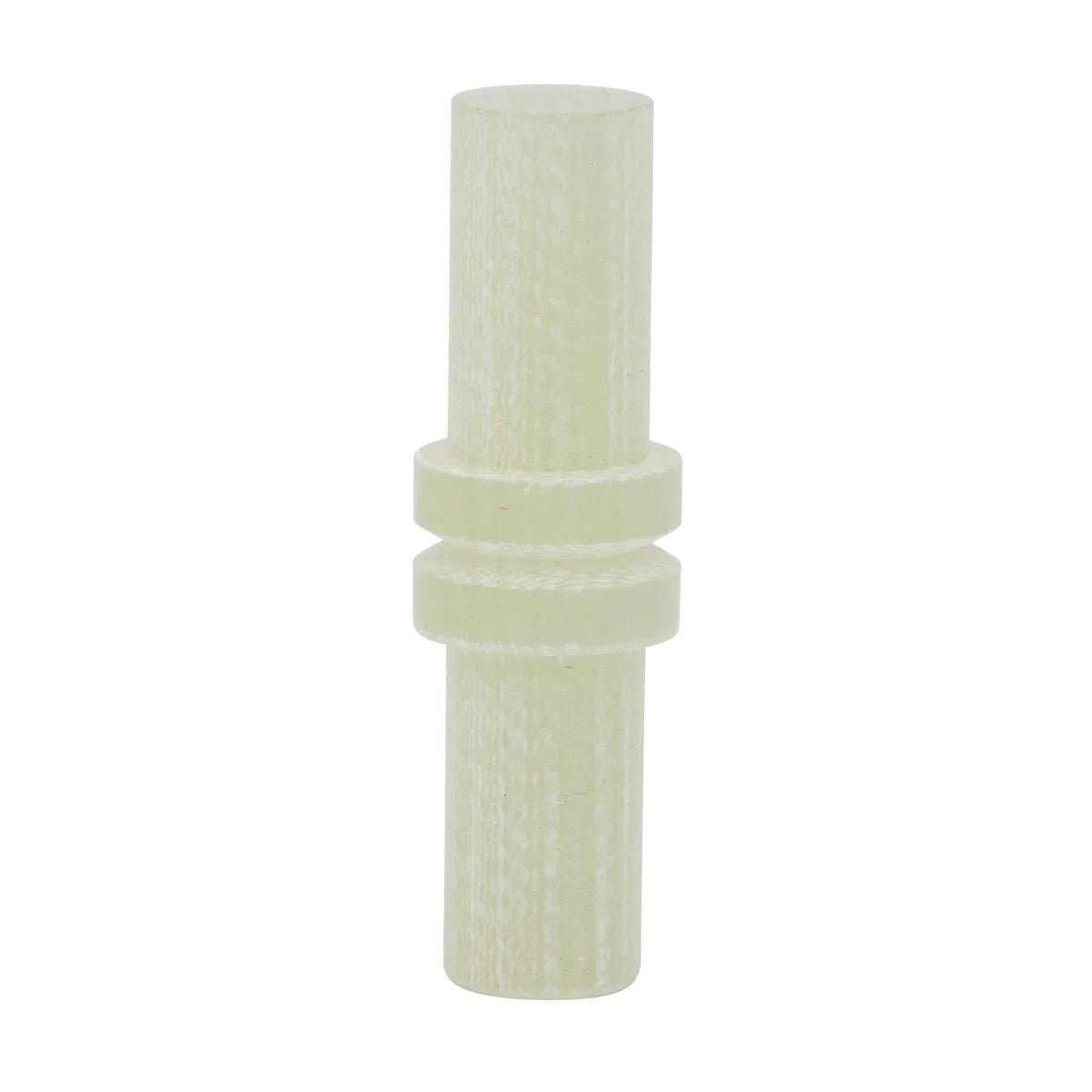 An off-white, cylindrical plastic Lincoln Sensor Insulator KP52029-1 features a central raised ring and slightly textured finish, shown vertically against a white background. Suitable for sensor assembly or replacement.