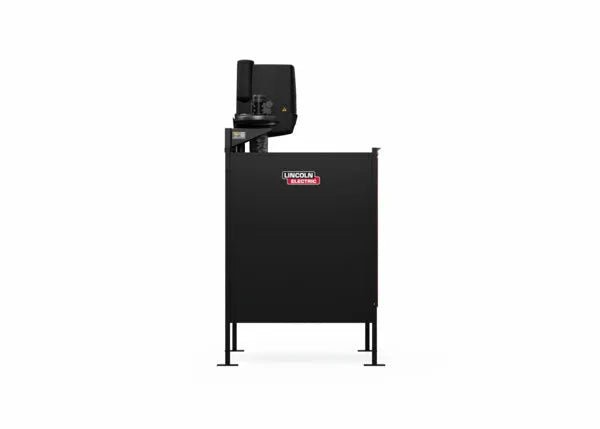 The Lincoln Single Weld Booth Fume Extraction One-Pak 5x5 ft. (K5563-1) is a black, industrial welding machine designed for use with a Prism Wall Mount Fume Extraction system in any weld booth extraction setup.