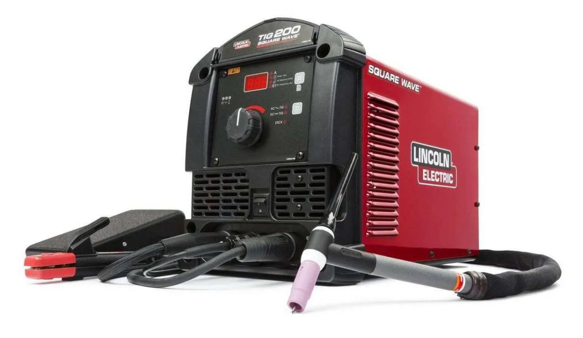 Lincoln SquareWave TIG 200 Welder U5126-1 with cables, foot pedal, and torch, top TIG welding equipment at WeldingMart.