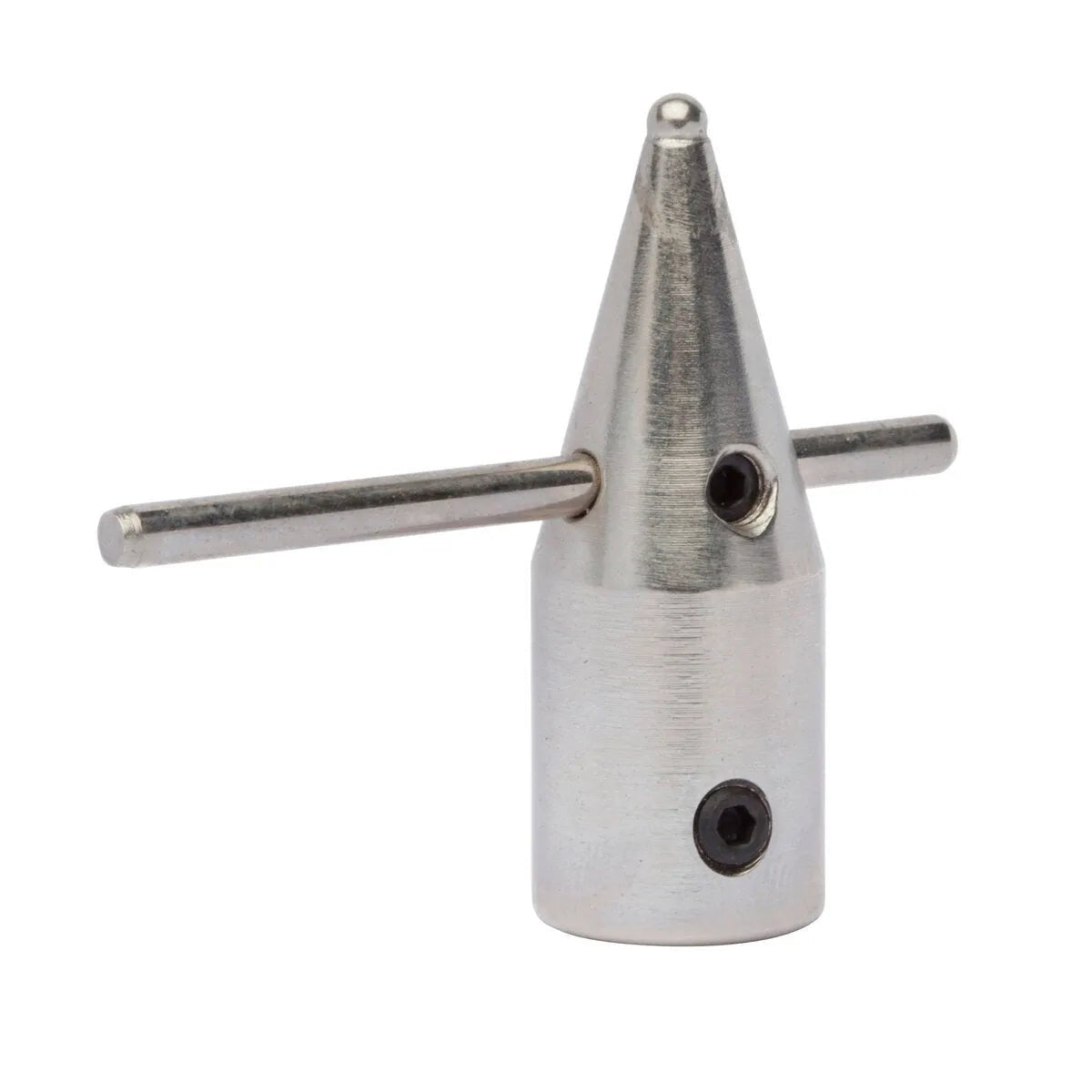 The Lincoln ST03 Tip, Side Extension KP52038-1 is a wear-resistant alloy tool with a cylindrical base, conical top, and crossbar handle. The base has two small hexagonal holes. Shown on a white background.