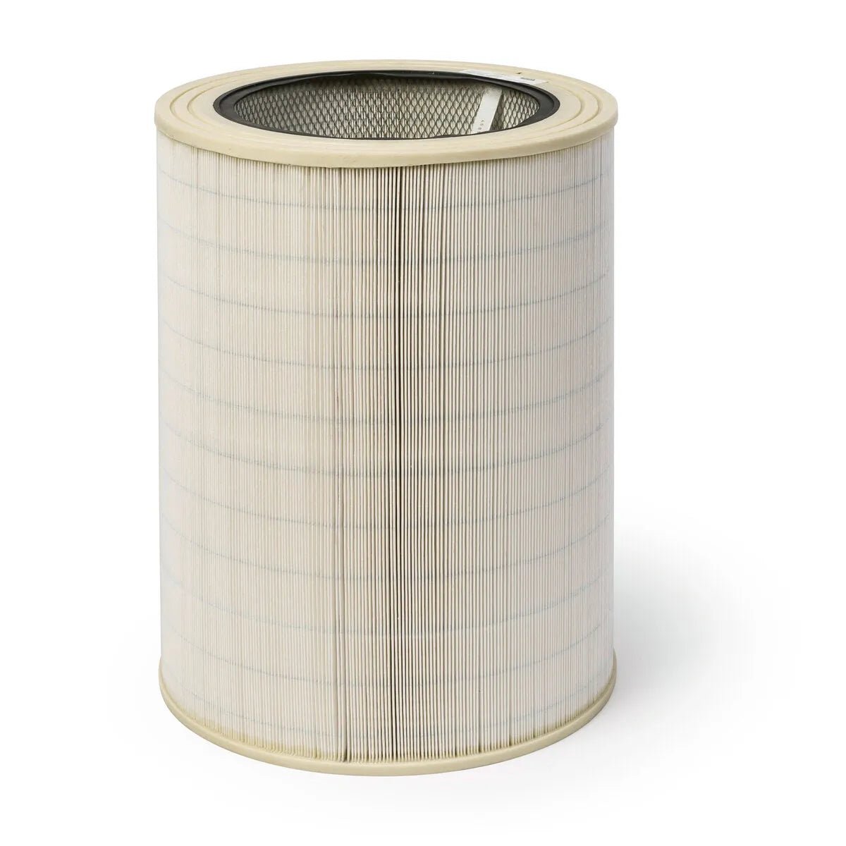 The Lincoln Statiflex 400 Filter (MERV 16, Nano KP1673-10) is a cylindrical pleated air filter with a beige frame and visible metal mesh top, designed for high efficiency filtration. It features evenly spaced pleats and an upright structure.