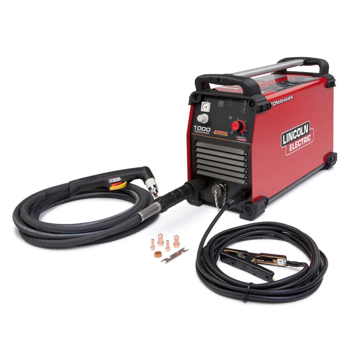 Lincoln Tomahawk 1000 Plasma Cutter K2808-1 with 25 ft torch, cables, ground clamp, nozzles & tips—WeldingMart welding tool.
