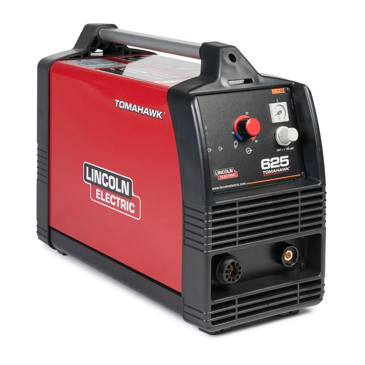 Lincoln Tomahawk 625 Plasma Cutter K2807-1 with 20 ft hand torch, durable handle, and front control knobs—ideal welding tool.