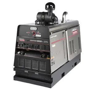 A large, industrial Lincoln Electric Vantage 500 engine-driven welder with various control panels, vents, and a prominent air filter on top, ideal for pipe welding, shown against a plain white background.