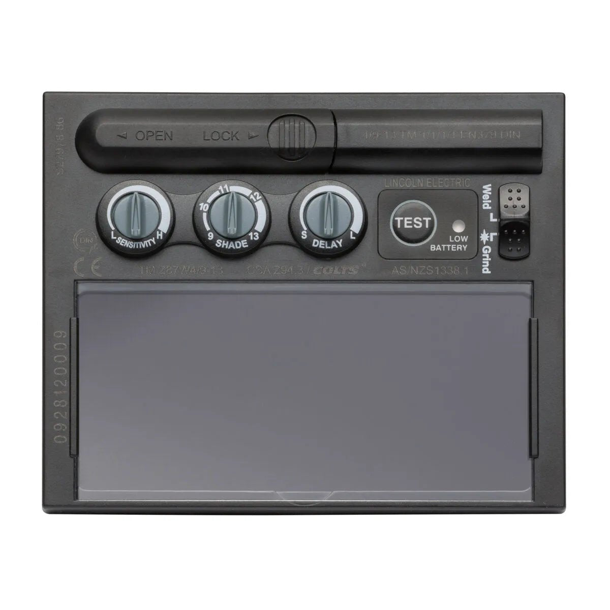 Lincoln VIKING 1740 ADF Cartridge Kit KP3284-3 control panel with Sensitivity, Shade, Delay dials for welding helmet filter.
