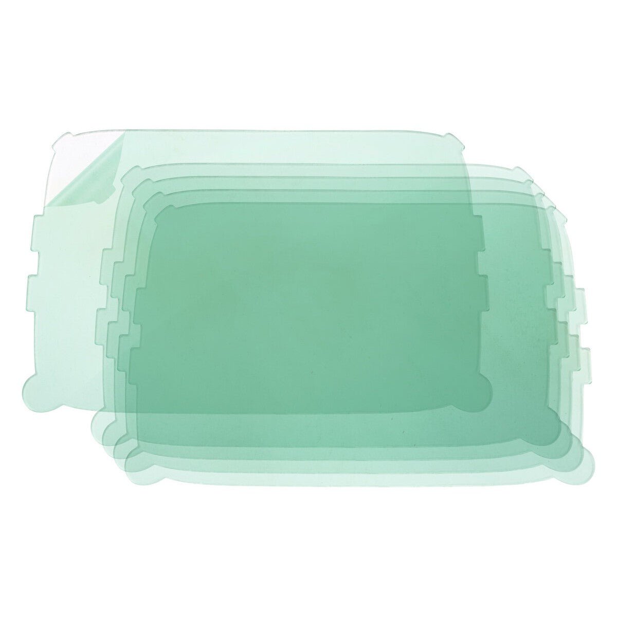 The Lincoln VIKING 3250D FGS Bulk Outside Cover Lenses KP5725-1 are shown as a stacked bundle of clear polycarbonate cover lenses measuring 158.2 x 100 x 1.2 mm, sold 50 per pack.
