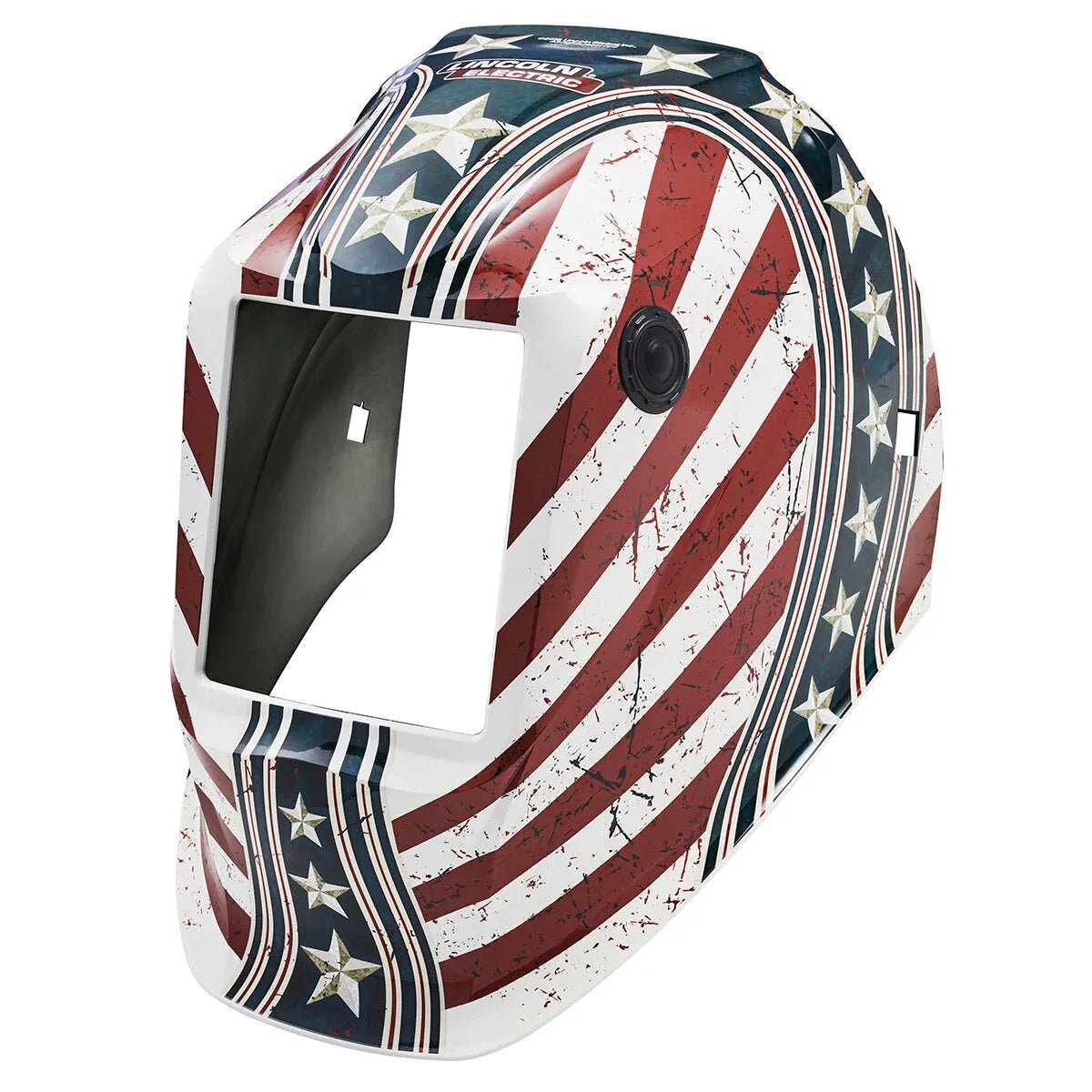 Lincoln VIKING 3350/2450 Daredevil Welding Helmet Shell KP4576-1, durable nylon, USA flag, large rectangular lens window.