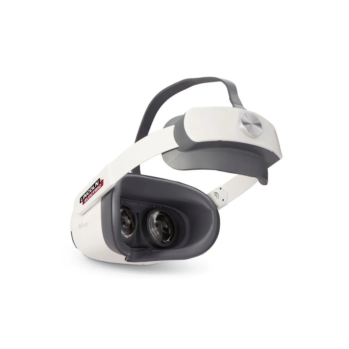 Lincoln Voyage Arc K5338-1 VR welding headset with dual lenses, adjustable strap—essential virtual welder training tool at WeldingMart.