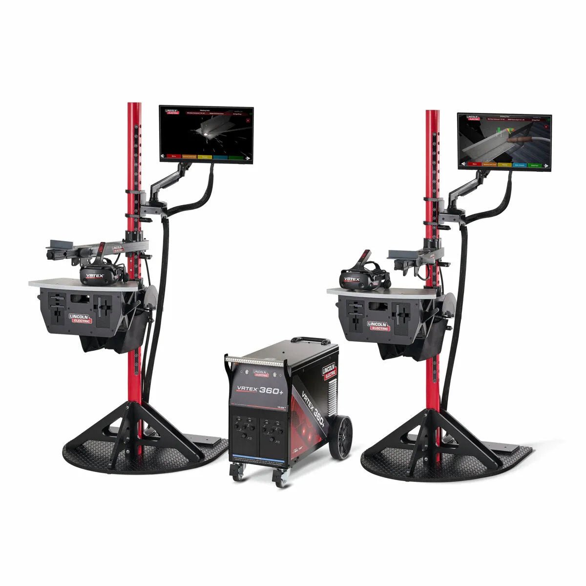 Lincoln VRTEX 360+ Dual User VR Welding Simulator K4602-1 with two stations and central power unit, welding training equipment.