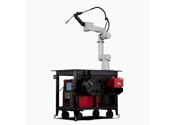Lincoln ClassMate GoFa-5 Cobot Trainer AD2446-27 mobile welding workstation with robotic arm and wheels, WeldingMart equipment.