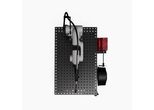 Lincoln ClassMate GoFa-5 Cobot Trainer AD2446-27 with welding automation tools on metal baseplate, red control box visible.