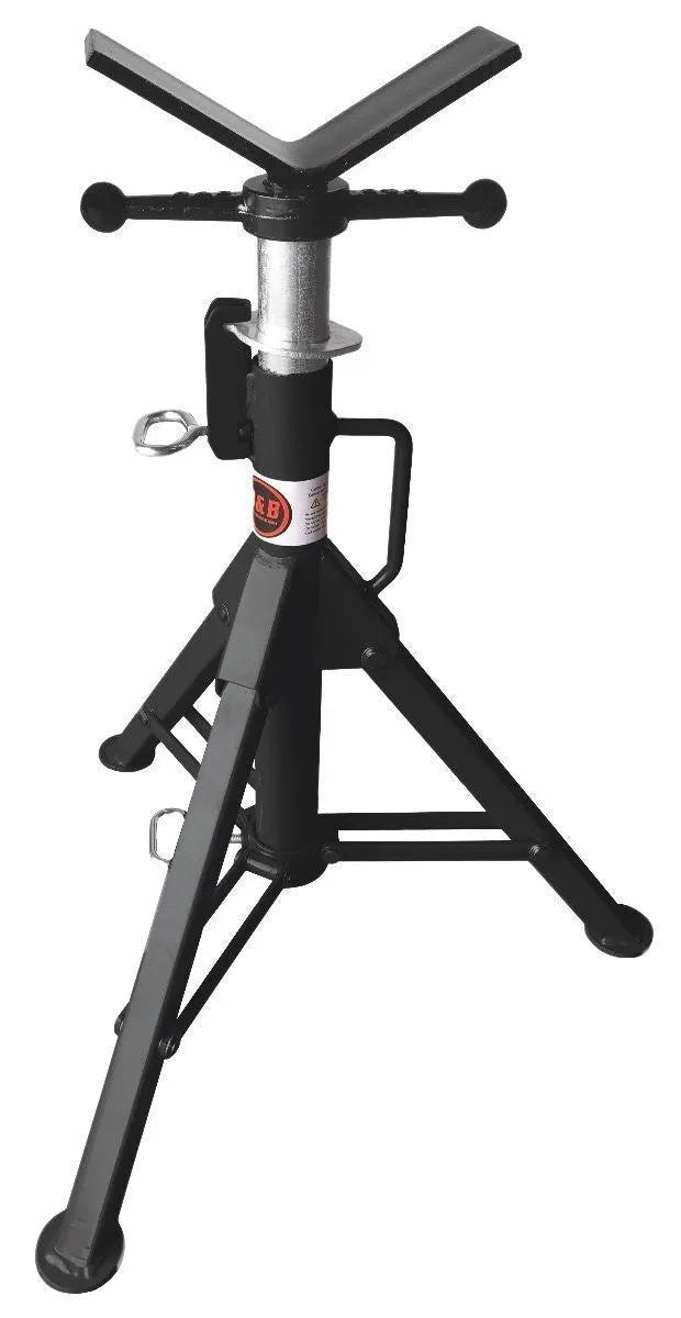 Mathey Dearman Low Profile V-Head Pipe Jack 22"-39" for welding, pipe alignment, heavy-duty support; crank handle, locking pin.