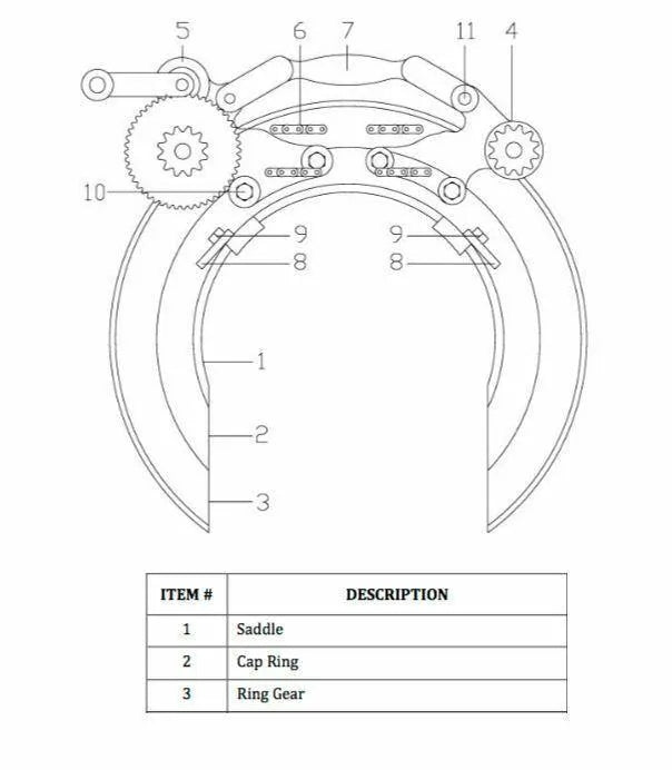 5SA SADDLE 03.0105.001 assembly diagram showing parts for welding, with saddle, cap ring, and ring gear labeled for WeldingMart.