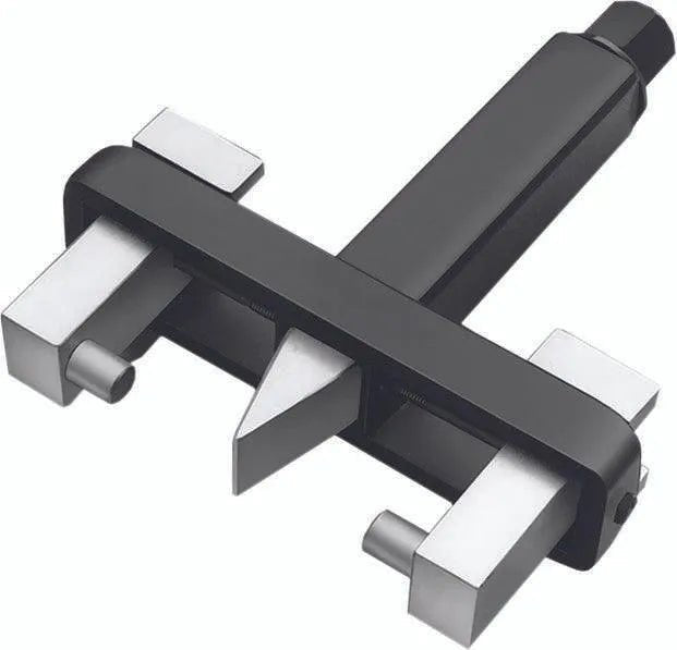 Mechanical Flange Spreader for welding, adjustable prongs, 300 psi, black-silver tool, 2-12", precise metalwork accessory.