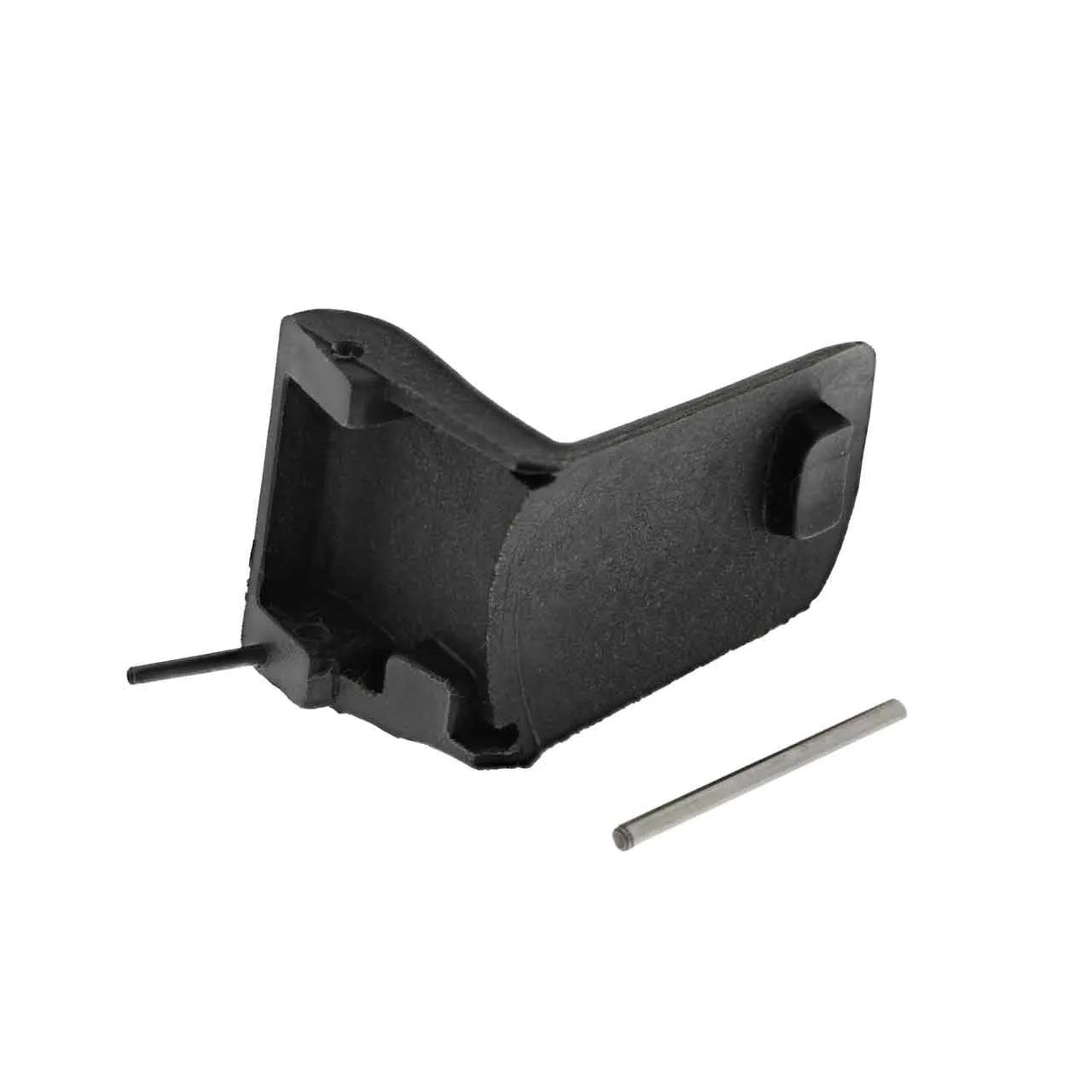 MK Products Welding Trigger Kit Prince (005-0550) replacement parts—L-shaped plastic piece and metal rod—on white background.