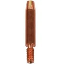 The MK Products .030 - .035 Spray Contact Tip 10 Pack (621-0076-10) features threaded copper tips for attaching to welding torches, guiding wire during spray arc welding.