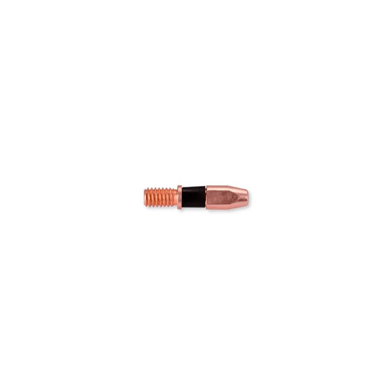 MK Products spring loaded contact tip, copper threaded base, black spring collar, rounded copper bullet nose, .035" wire size