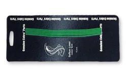 A black card labeled Genuine Cobra Parts with a green guitar string attached horizontally across the middle, perfect for wire feed applications, and a Cobra logo in white below the string.