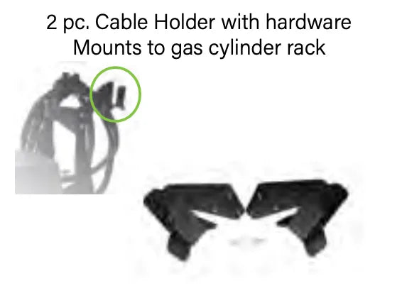 professional-grade cable holders - 005-0785 designed for CobraMIG 300 systems. features two-piece design with mounting hardware. ensures secure cable management on gas cylinders.