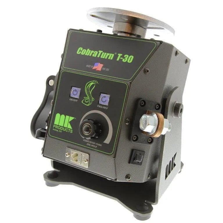 MK Products CobraTurn T-30 Digital Welding Turntable, precise control, metal plate, display, black/green, for WeldingMart tools.