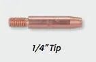 MK Products Contact Tip 1/4 X .044ID Spray Arc - 25pc Pkg - 621-0001-25. This package contains 25 precision-engineered contact tips designed for spray arc welding. Each tip measures 1/4 inch in diameter with a .044 inch inner diameter, offering durability and consistency for high-quality welds in spray transfer applications using .045 inch wire.