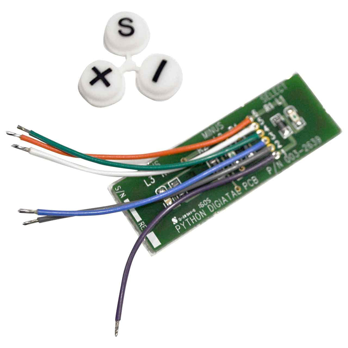 Professional-grade digital button switch assembly designed for Python® X systems, featuring responsive tactile feedback and durable construction, ensures reliable control in demanding welding environments.